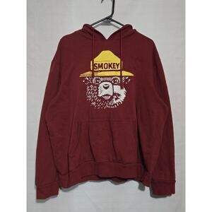 Sonoma Goods For Life Smokey Bear Hoodie Men XXL Burgundy Pullover Sweatshirt